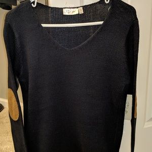 Elbow patch V neck pullover